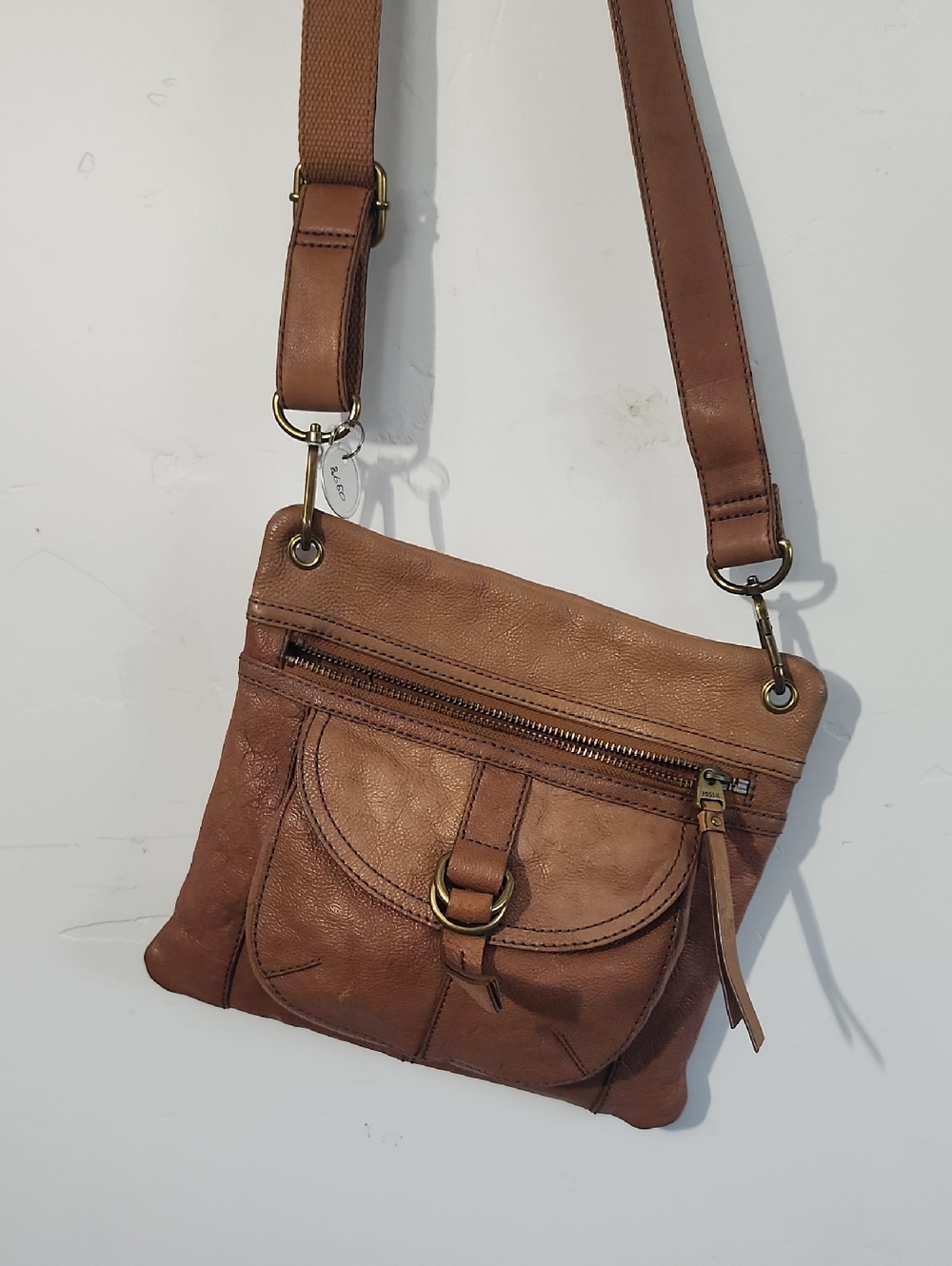 Tan Leather Crossbody Bag - Casual Everyday Shoulder Bag